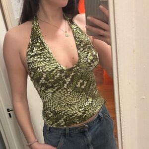 Just Cavalli snake print Halter Top